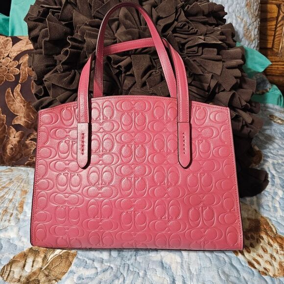 Coach Charlie Carryall 28 Stachel in Pink Signature Leather with Crossbody Strap - Picture 3 of 8